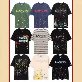 Lanvin European and American classic embroidery print ink splash men's short-sleeved T-shirt-1880